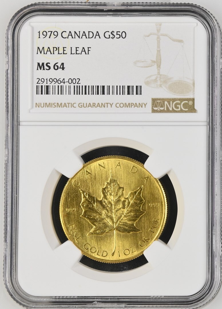 1979 Canada Gold Maple Leaf MS 64, NGC Coin 1 Oz Gold Coin