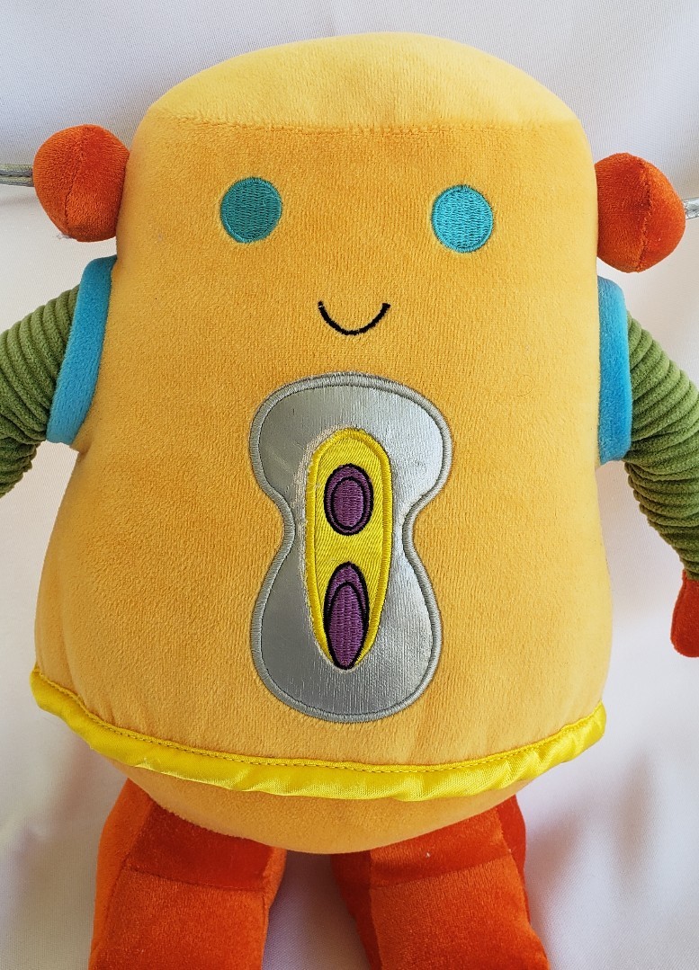 Manhattan Toy Co Yellow Robot Rag Doll Soft Stuffed Plush Animal 2008 12