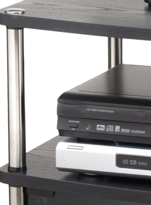 Designs2Go TV Stand with Black Glass Cabinet, Black, 23.75 X 15.75 X 26.75