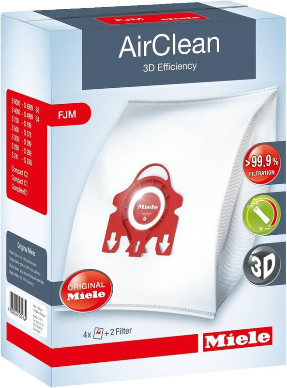 Air Clean 3D Efficiency Dust Bag, Type FJM, 4 Bags and 2 Filters - F/J/M - White