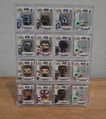 Funko Bitty POP! Star Wars Mandalorian COMPLETE SET OF 16 + Shelf - HYPER RARE
