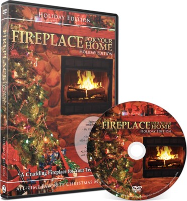 Crackling Fireplace DVD Holiday Yule Log Edition #2 - Christmas Music Options!