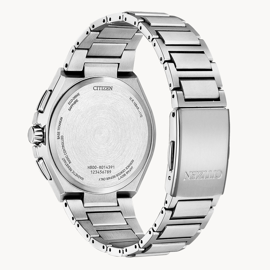 Pre-owned Citizen Titanium Radio Controlled Black Dial Sapphire Crystal Watch At8234-85e