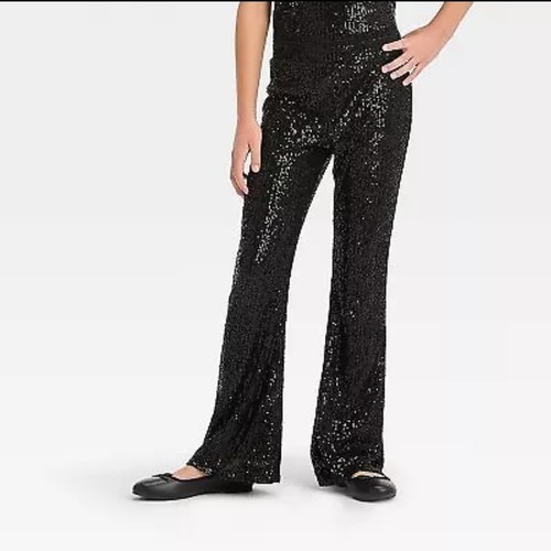 AMERI　UND GLITTER FLARE PANTS Womens Sequin Flare Pant Sparkly High Waisted Leg Bell