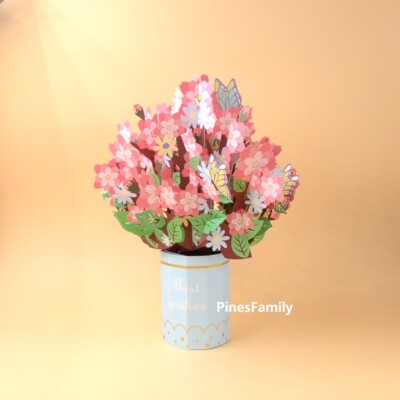 G03-Stunning 3D Pop-Up Card: Cherry Blossom Banquet|Best Wishes, Valentine's Day