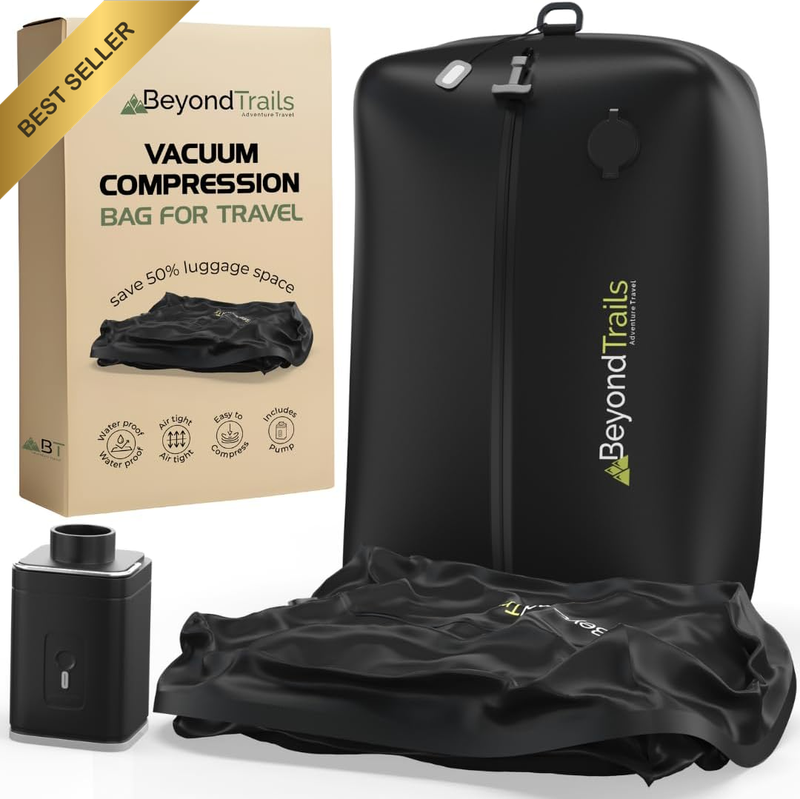 Beyondtrails Vacuum Compression Packing Cubes for Clothes with Pump | Travel Bag