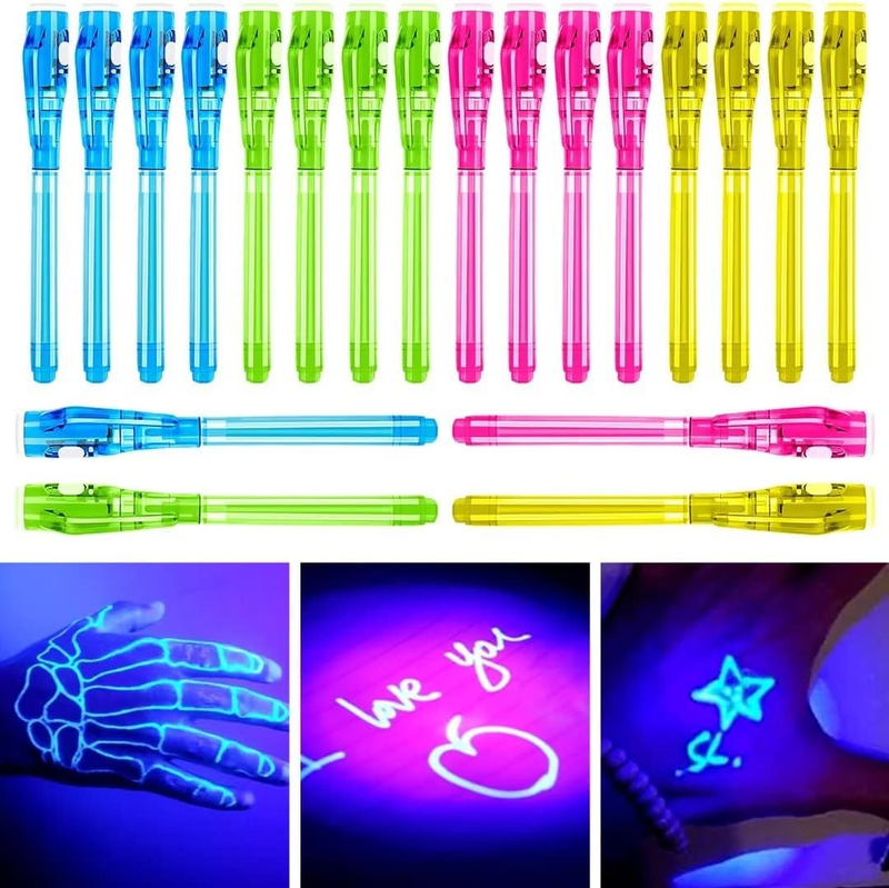 30 Pieces Invisible Ink Pen with UV Light Spy Pen Magic Marker for Kids Party Fa