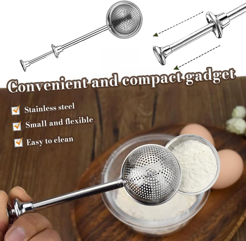 Powdered Sugar Shaker Duster Stainless Steel Dusting Wand Flour Sifter for Bakin