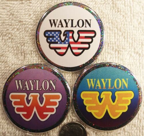 Waylon Jennings PIN BUTTON LOT A - Logos Willie Nelson Johnny Cash Shooter Rare