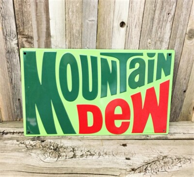 Mountain Dew 1970's Soda Pop Cola 17'' Embossed Metal Tin Sign Vintage New