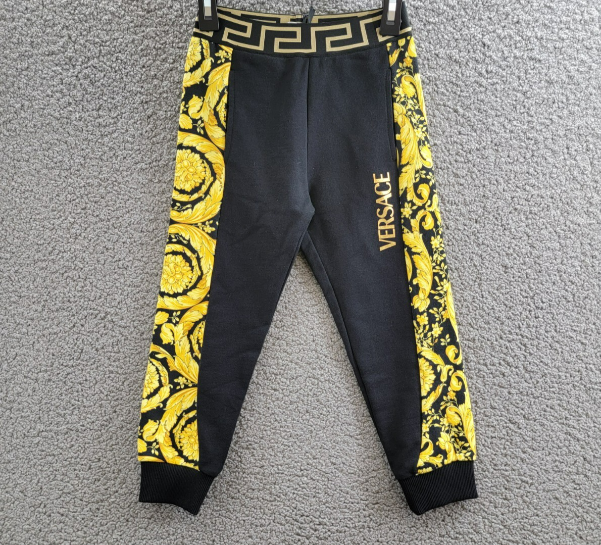 Versace Barocco Jogger Pants Little Boys' 5 Black/Gold Elastic Waist Pull On - Picture 2 of 17
