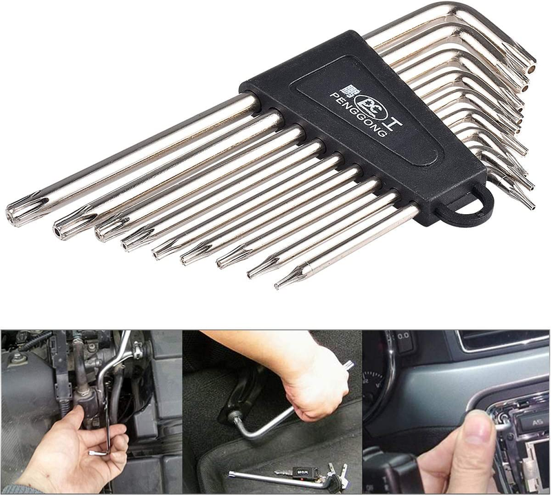 HOHXEN Set of 9 Torx Hex Key Wrench, Long Arm Tamper Proof S