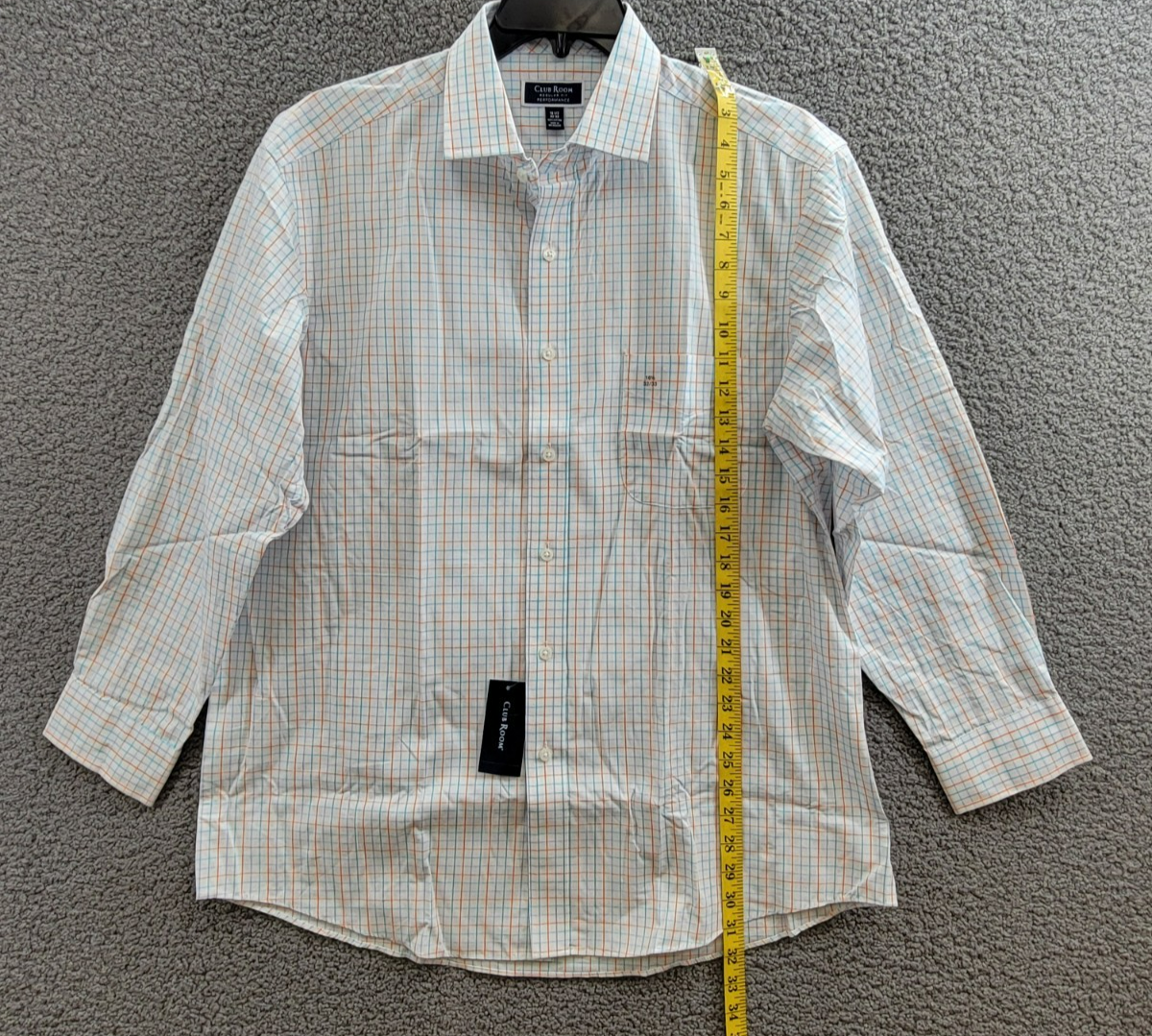 Club Room Regular Fit Performance Dress Shirt Men's 16.5 32-33 Orange/Aqua L/S - Picture 7 of 18