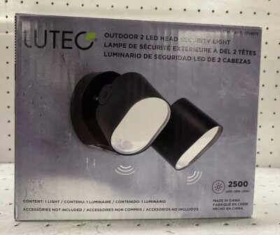 Lutec Outdoor LED 2 Head Security Light 2500 Lumens Adjustable Heads 35 W 5000K