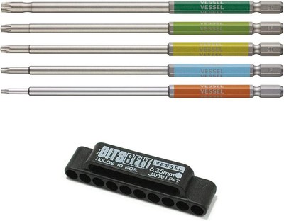 VESSEL 40V Single-headed Torx Bit 150mm (5pcs) with Bit Storage Holder
