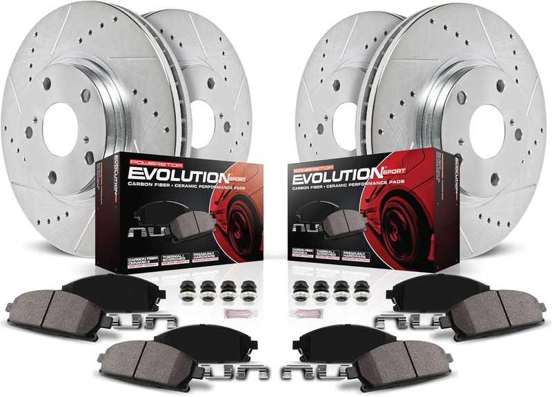 Front Rear Ceramic Brake Pads Drilled Slotted Kit for 2006-2012 Ford Fusion
