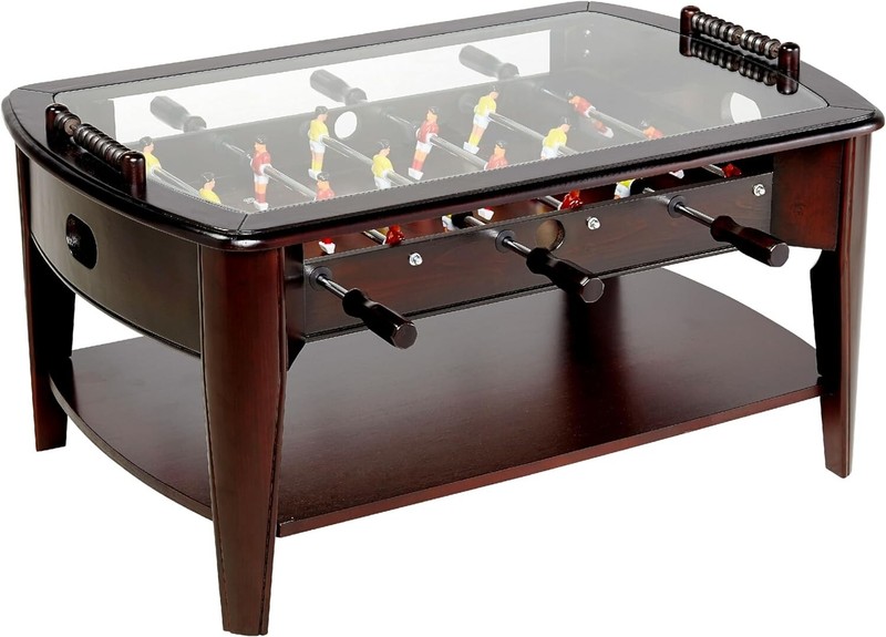 Foosball Soccer Coffee Table Transparent Tempered Glass Durable Stylish Designs