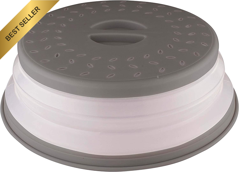 Collapsible Microwave Food Cover, Grey,Gray