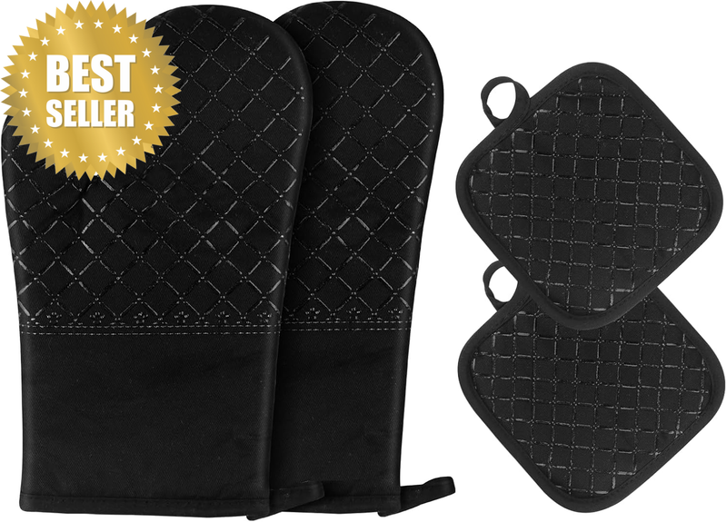 2Pcs Silicone Oven Mitts, 30 Cm Long Non-Slip Silicone Oven Gloves with Soft Cot