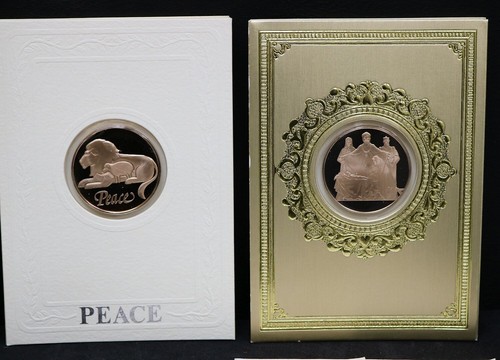 1984 Medallic Greeting Cards Franklin Mint box of 4 Copper Proof Medallions #901