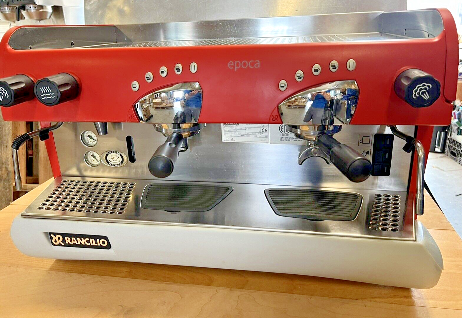 Rancilio Epoca DE 2 Group Commercial Espresso Machine - Red Rancilio Epoca DE 2 Group Commercial Espresso Machine - Red