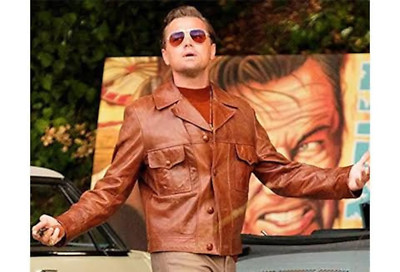 Leonardo Di Caprio Once Upon A Time Men Slim Fit Rider Biker  Leather Jacket
