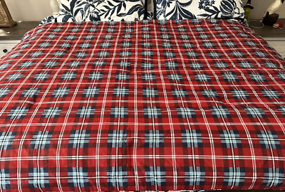 TOMMY HILFIGER 100 Cotton Buffalo Plaid Blue Red Reversible