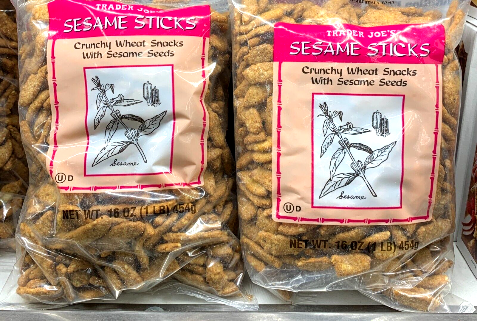 2 Packs Trader Joe's Sesame Sticks with Sesame Seeds 16 oz Each
