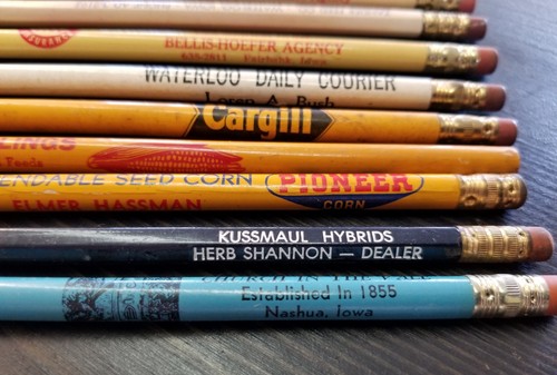 Vintage Lot 1950's Iows Advertising Wood Pencils Cargill Pioneer Sar & More!!