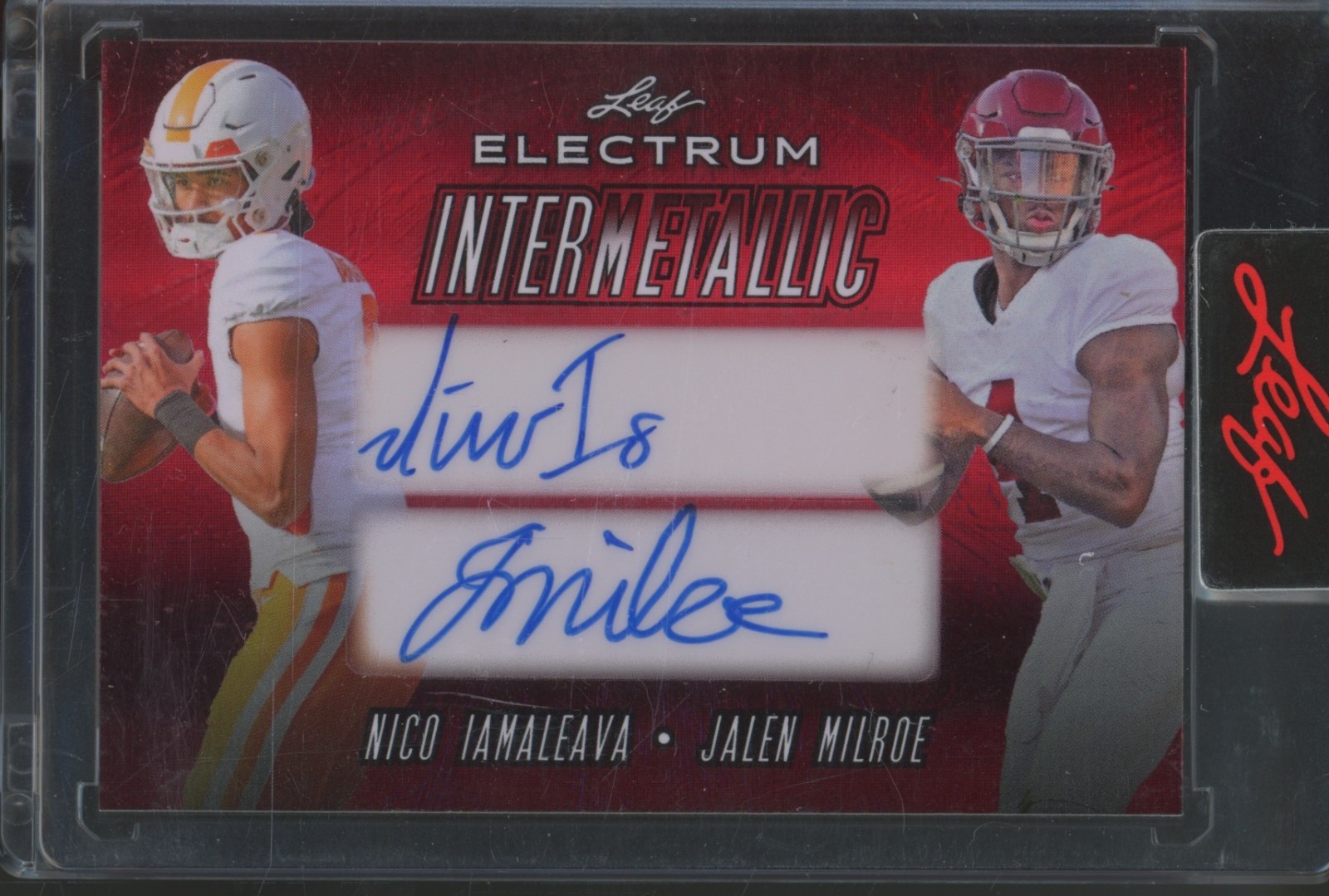 2024 Leaf Electrum Intermetallic Red Nico Iamaleava Jalen Milroe 1/2 Auto