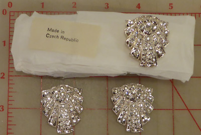 2 Czech Metal 3 Loop Sew On Decoration Rhinestones Art Deco Inspired 1.5