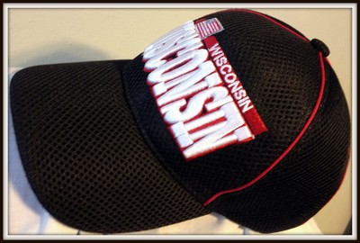 WISCONSIN USA HEADWEAR EMBROIDERED ADULT ADJUSTABLE MESH CAP HAT FREE SHIPPING
