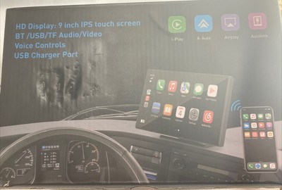 APHQUA New Upgrade Portable Wireless Carplay with 9 Inch FM SIRI GPS Tested READ