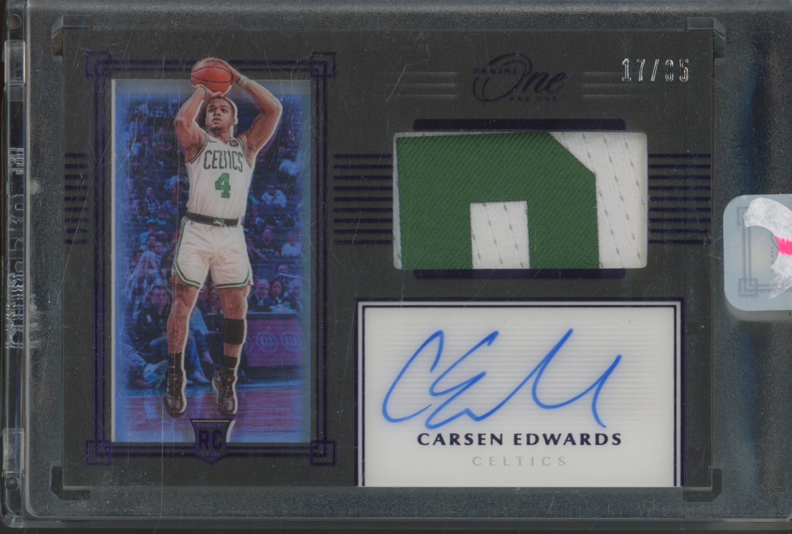 2019 Panini One & One Premium Purple Carsen Edwards 17/35 Auto Jersey RC Rookie