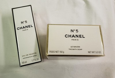 CHANEL No 5 Eau De Toilette 1.7 Oz SPRAY & Le Savon BATH SOAP 5.3 oz  NEW SEALED