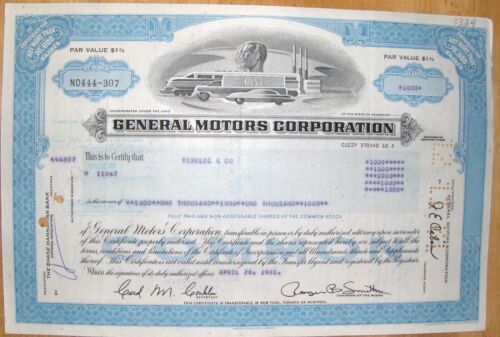 Stock certificate General Motors Corp. Payee Texelec & Co broker Cede & Co 1981