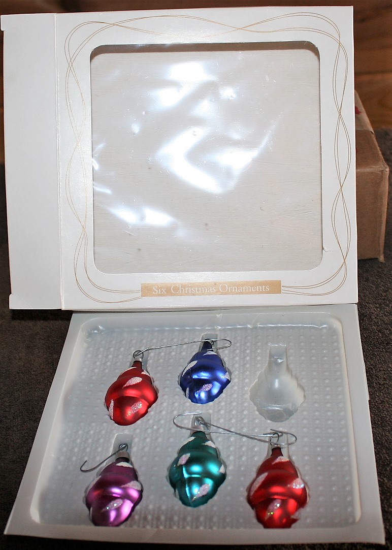 Vintage Mini Bradford Novelty Decorated Glass Christmas Ornaments Multi Glitter