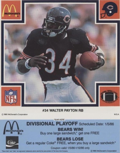 Patch rare Walter Payton de 1999 - Football NFL des Tunisia