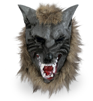 Vollmaske Wolf mit Haaren