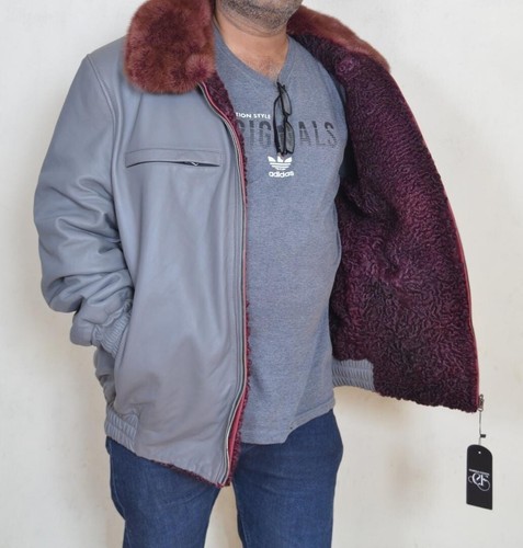Pre-owned Handmade Reversible Persian Lamb Fur & Leather Jacket Coat All Sizes Colors In Red