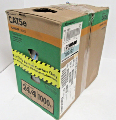 (Rtls 219.00) 1000 Ft Southwire Type CMP-BLUE 24/4  CAT-5e Plenum Cable