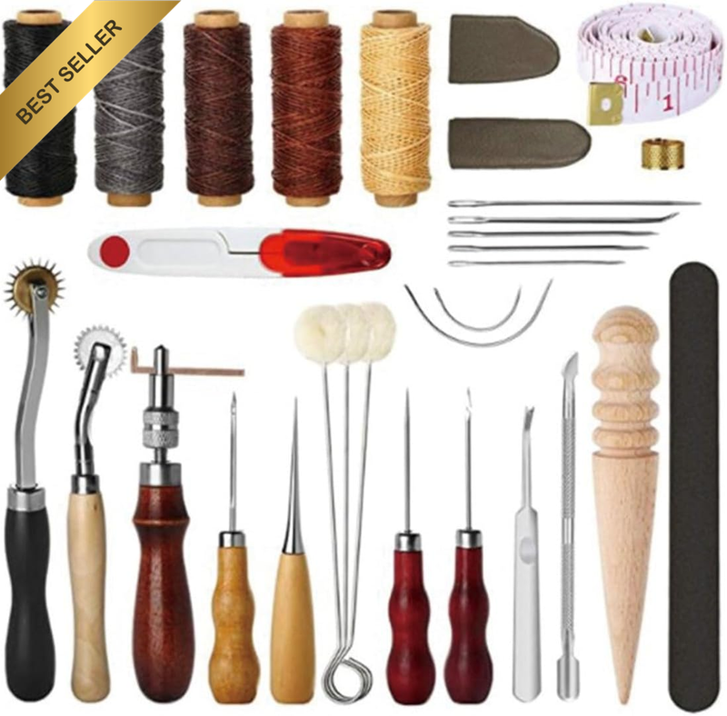 Comprehensive Leather Craft Tool Kit - for DIY Leather Crafting, Punching, Sewin