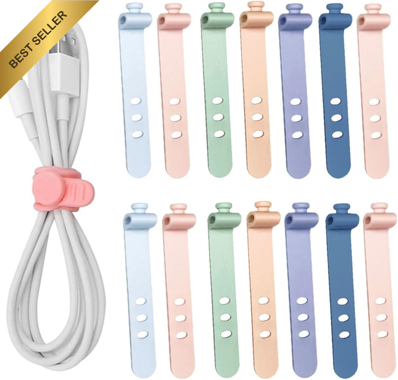 30Pcs/Pack Cable Ties Reusable Zip Ties Silicone Cord Ties 7.87Inch for Wire Man