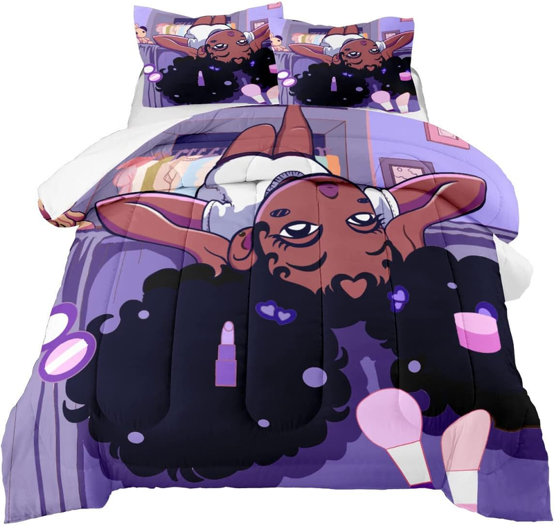 African American Black Girl Twin Bedding Set, Twin Bed Comfo