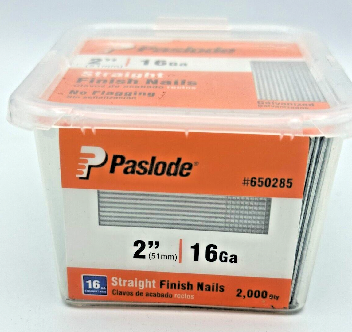 Paslode 2" Finishing Nail, 650285, Straight, 16 Gauge, 2,000 per Box, 2 inch