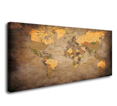 Baisuwallart- 1 Piece Vintage World Map Canvas Wall Art- Ready to Hang - Home Of