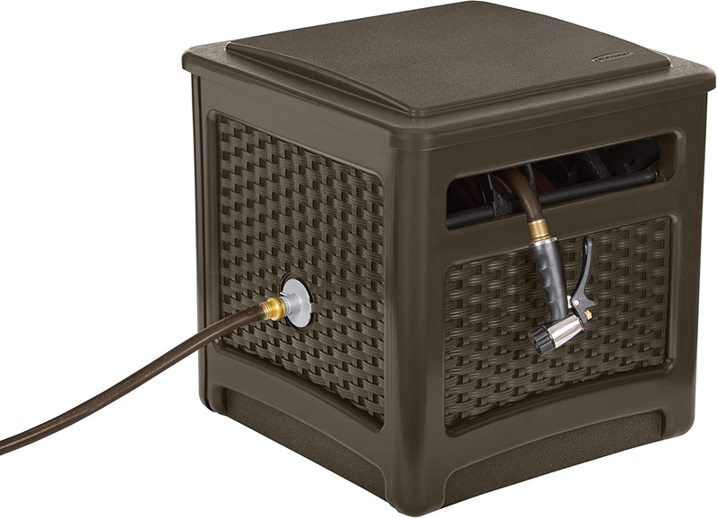 Suncast No-Leak Resin Wicker-Looker Hose Reel, Mocha, up to 225 feet of hose