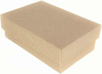 50 Boxes of Kraft Brown Cotton Filled Jewelry Packaging Gift Boxes