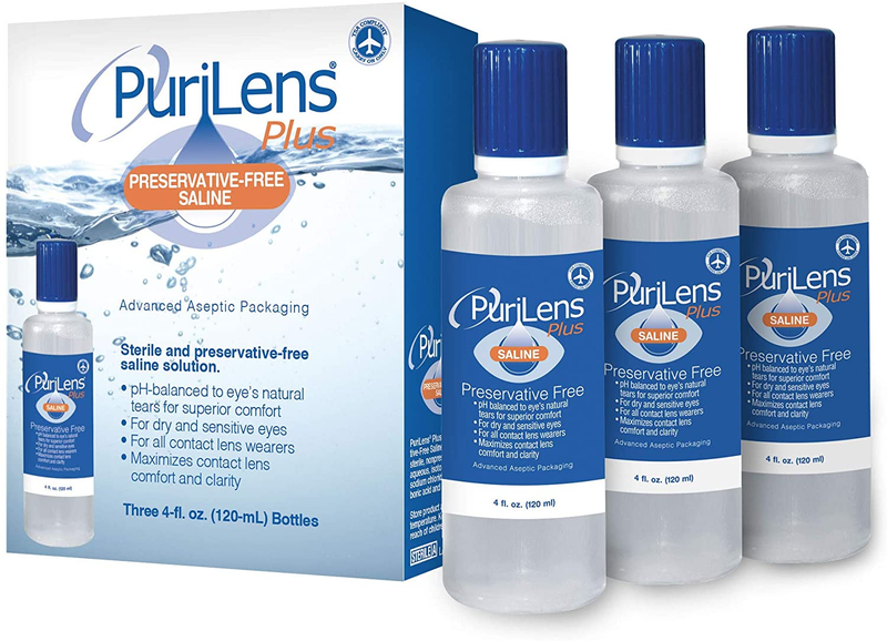 Purilens plus Preservative Free Saline Three 4 Fl Oz(120-Ml)