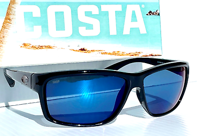 COSTA DEL MAR MAG BAY Shiny Black POLARIZED Blue Mirror 580P Sunglass AA 11 OBMP